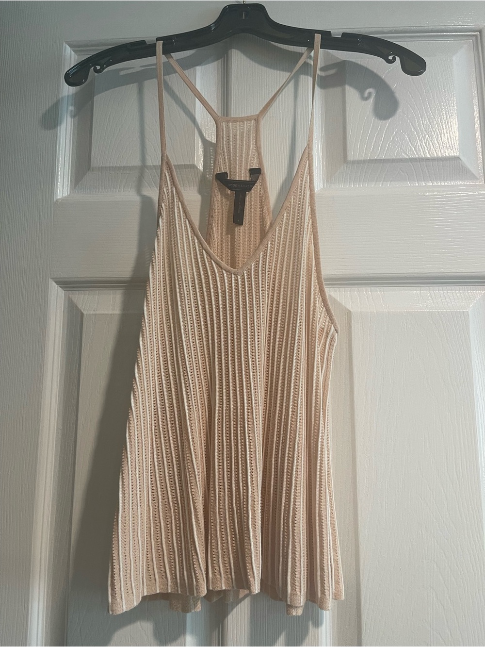 BCBGMaxAzria Cream Ribbed Knit Racerback Cami